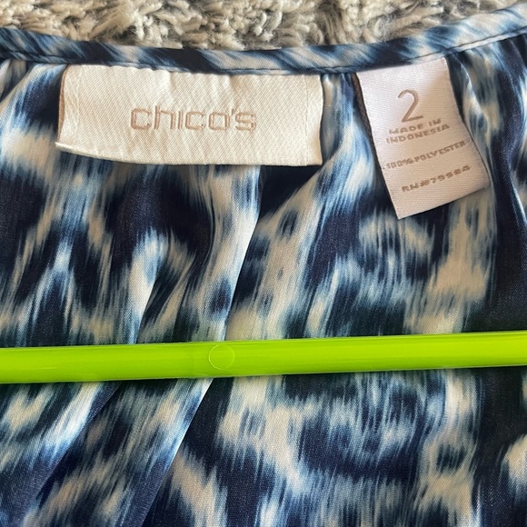 CHICOS- Beautiful Blue Top or Cardigan with button closure and elastic hem - Picture 8 of 8